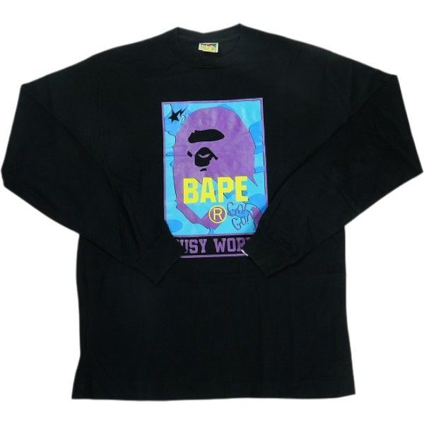 Size【XL】 A BATHING APE ア ベイシング エイプ STA CAMO BUSY WORKS LS TEE ロンT 黒 【中古品-良い】 30008928
