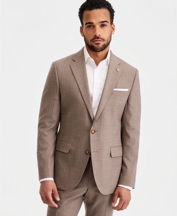 テッドベーカー メンズ アウター ジャケット・ブルゾン ウール Ted Baker Mens ModernFit WoolBlend Tan Pinstripe Suit Separates Jacket Beige ベージュ