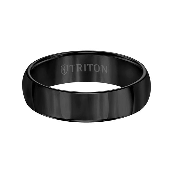 トリトン レディース アクセサリー 指輪 Triton 6MM Tungsten Carbide Ring with Domed Bright Finish and Round Edge Black ブラック