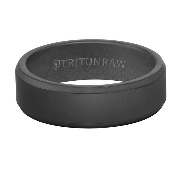 トリトン レディース アクセサリー 指輪 Triton 7MM Tungsten Raw Black DLC Ring with Matte Finish and Bevel Edge Black ブラック