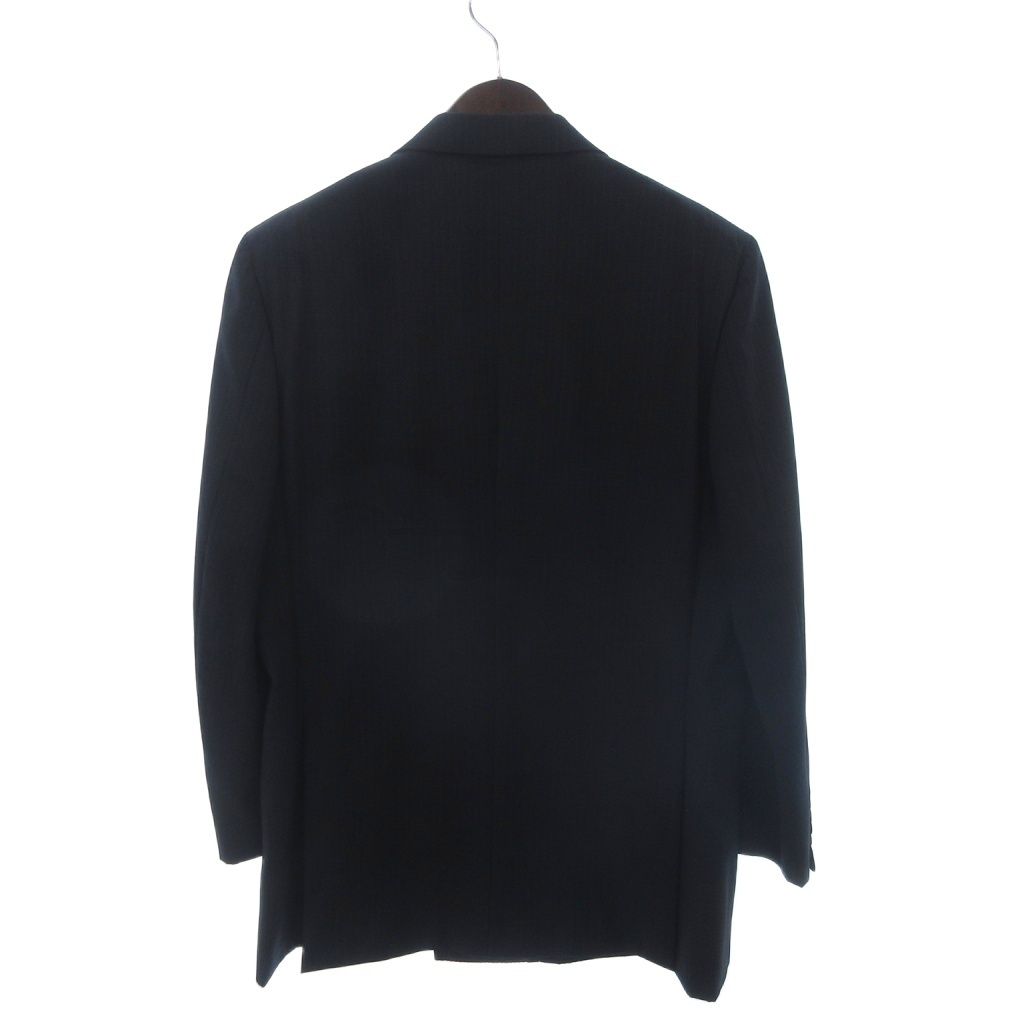 ブリオーニ BRIONI 美品 テーラードジャケット ダブル ウール ストライプ 紺 ネイビー 52