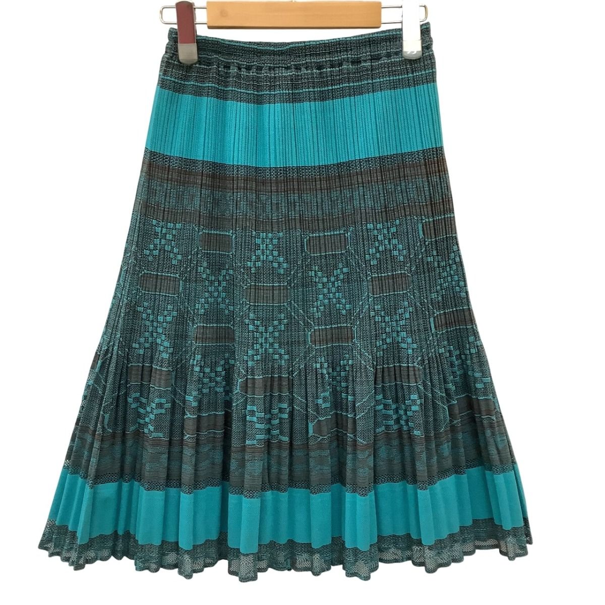 ♪♪ISSEY MIYAKE イッセイミヤケ PLEATS PLEASE スカート 総柄 SIZE 3 PP22-JG837 グリーン