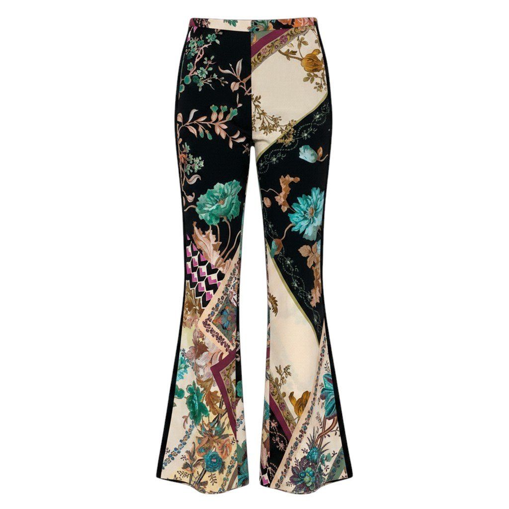 12f5 ETRO エトロ 美しい花柄プリント レーヨンパンツ ロング サイズ38 イタリア製 マルチカラー レーヨン100% レディース 女性服u02t