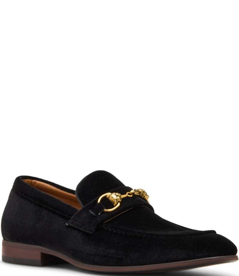 スティーブ マデン メンズ シューズ スリッポン・ローファー ベルベット ローファー Steve Madden Mens Jandre Velvet Bit Buckle Dress Slip On Loafers Black ブラック