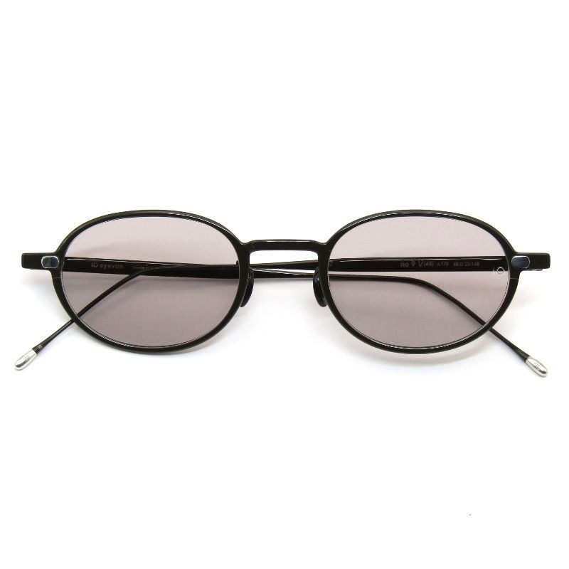 美品 10eyevan テンアイヴァン サングラス No.9 V 48 日本製 オーバル シートメタル シェルパッド 17S オリーブドラブ 61005677
