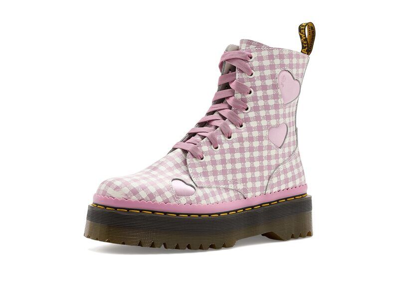 ドクターマーチン レディース シューズ ブーツ・レインブーツ Dr Martens Jadon Heart WhiteDusty Rose Gingham ホワイト