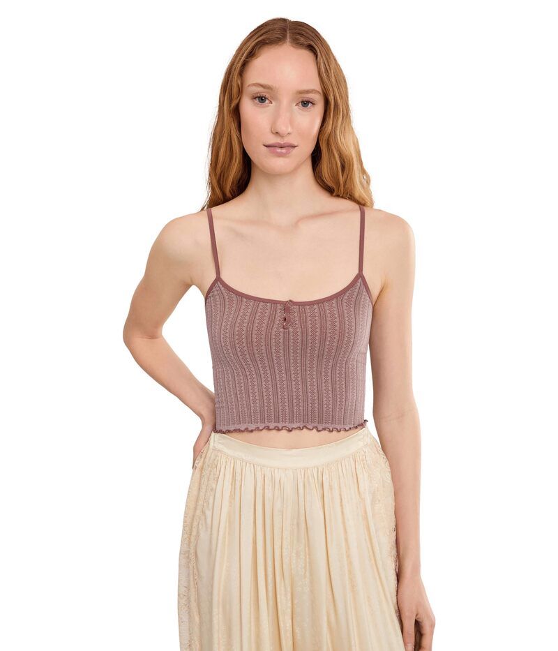 フリーピープル レディース トップス シャツ Free People Snap Into It Henley Crop Elderberry Tea