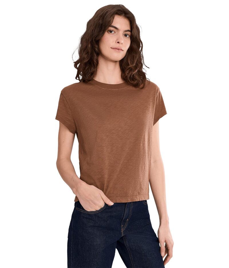 マイケルスターズ レディース トップス シャツ クルーネックロップド Michael Stars Grayson Cropped Crew Neck Bark