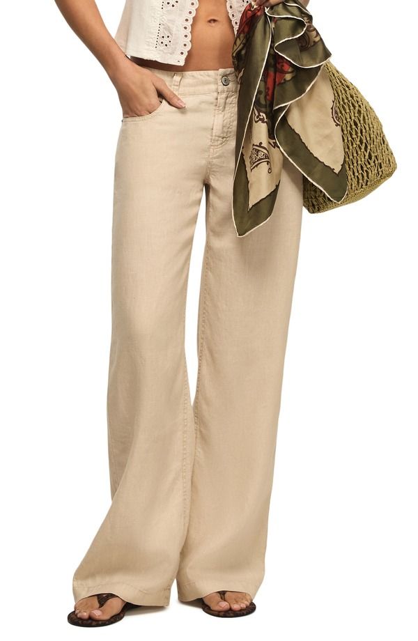 ラッキーブランド レディース ボトムス レギンス ワイドレッグ パンツ リネン Lucky Brand Baggy Wide Leg Linen Pants Moonstruck