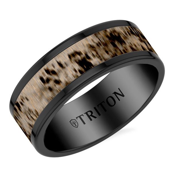 トリトン レディース アクセサリー 指輪 Triton 8MM Black Tungsten Carbide andeer Antlering Black ブラック