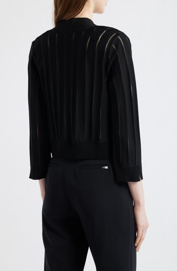 アンクライン レディース アウター パーカー・スウェット シアー Anne Klein Sheer Stripe Shrug Anne Black ブラック