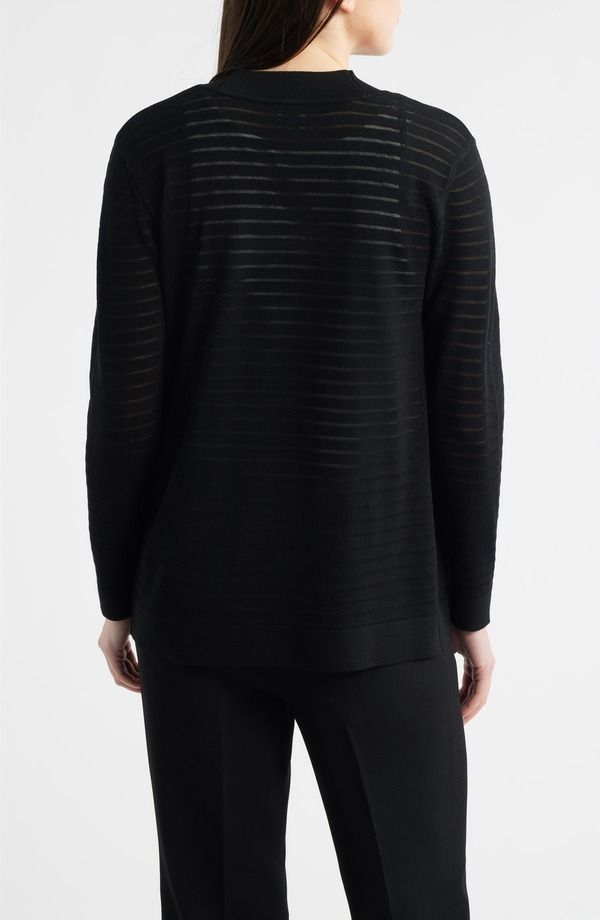 アンクライン レディース アウター パーカー・スウェット シアー カーディガン Anne Klein Sheer Stripe Open Front Cardiganne Black ブラック アンクライン レディース アウター パーカー・スウェット シアー カーディガン Anne Klein Sheer Stripe Open Front Cardiganne Black ブラック