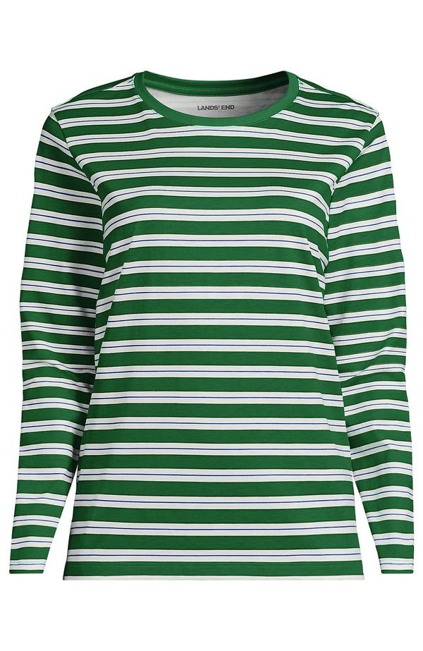 ランズエンド レディース トップス Tシャツ クルーネック コットン Lands End Supima Cotton Long Sleeve Crewneck TShirt Vibrant Clover Multi Stripe マルチカラー ランズエンド レディース トップス Tシャツ クルーネック コットン Lands End Supima Cotton Long Sleeve Crewneck TShirt Vibrant Clover Multi Stripe マルチカラー