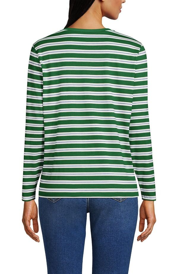 ランズエンド レディース トップス Tシャツ クルーネック コットン Lands End Supima Cotton Long Sleeve Crewneck TShirt Vibrant Clover Multi Stripe マルチカラー ランズエンド レディース トップス Tシャツ クルーネック コットン Lands End Supima Cotton Long Sleeve Crewneck TShirt Vibrant Clover Multi Stripe マルチカラー