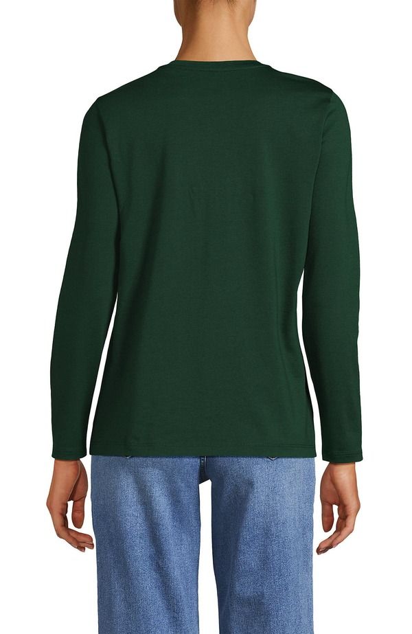 ランズエンド レディース トップス Tシャツ クルーネック コットン Lands End Supima Cotton Long Sleeve Crewneck TShirt Pine Valley