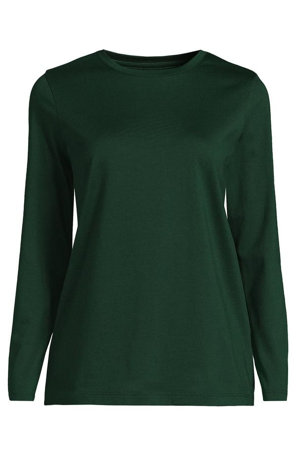 ランズエンド レディース トップス Tシャツ クルーネック コットン Lands End Supima Cotton Long Sleeve Crewneck TShirt Pine Valley
