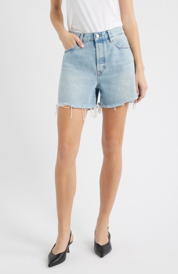 フレーム レディース ボトムス デニムパンツ ハイウエスト ショートパンツ FRAME Theveryday Fray Hem High Waist Denim Shortswindle デニム