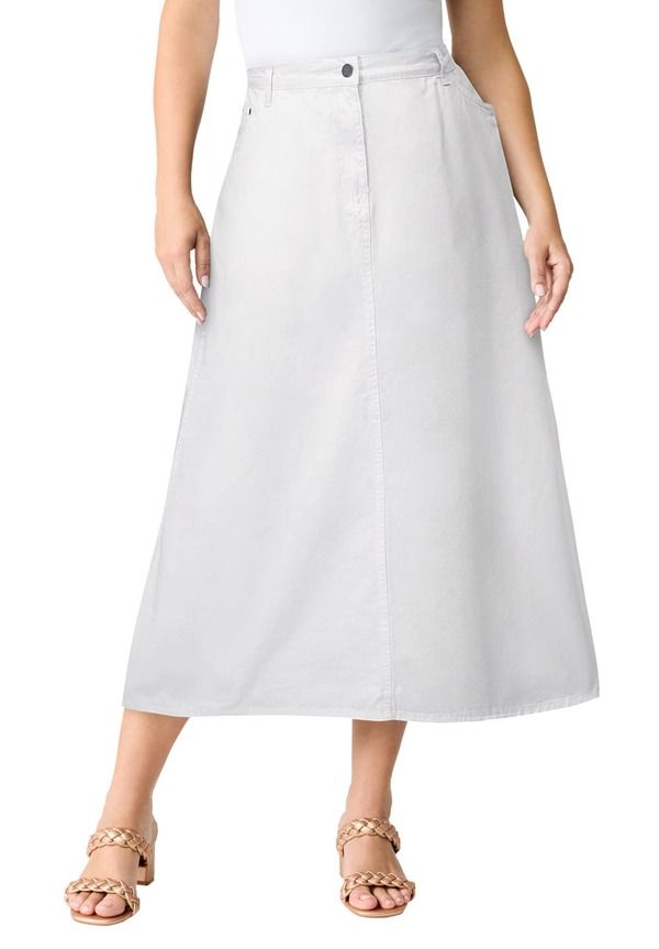 ロアマンズ レディース ボトムスカート A ライン プラスサイズ Roamans PlusizeasyWear ALine Skirt White Denim ホワイト