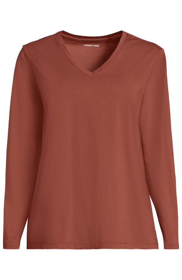 ランズエンド レディース トップス Tシャツ Vネック コットン Lands End Relaxed Supima Cotton Long Sleeve VNeck TShirt Earthen Clay ランズエンド レディース トップス Tシャツ Vネック コットン Lands End Relaxed Supima Cotton Long Sleeve VNeck TShirt Earthen Clay