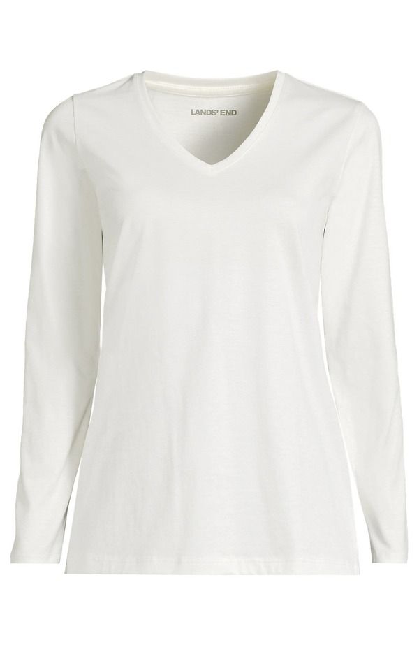 ランズエンド レディース トップス Tシャツ Vネック コットン Lands End Relaxed Supima Cotton Long Sleeve VNeck TShirt Ivory アイボリー ランズエンド レディース トップス Tシャツ Vネック コットン Lands End Relaxed Supima Cotton Long Sleeve VNeck TShirt Ivory アイボリー