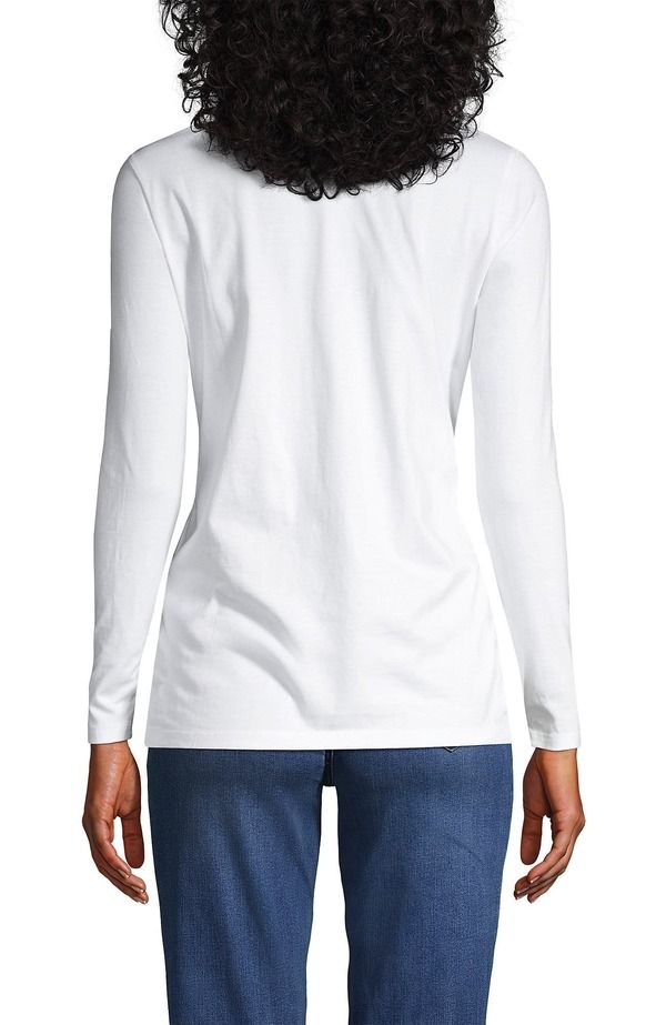 ランズエンド レディース トップス Tシャツ Vネック コットン Lands End Relaxed Supima Cotton Long Sleeve VNeck TShirt White ホワイト