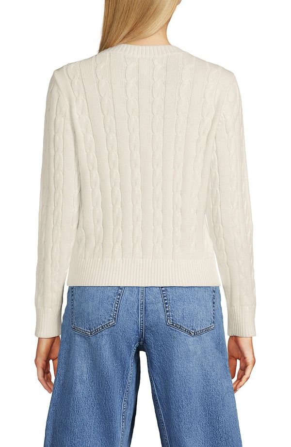 ランズエンド レディース アウター パーカー・スウェット クルーネック セーター コットン Lands End Cotton Cable Drifter Crewneck Sweater Fresh Ivory アイボリー ランズエンド レディース アウター パーカー・スウェット クルーネック セーター コットン Lands End Cotton Cable Drifter Crewneck Sweater Fresh Ivory アイボリー