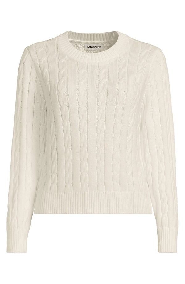 ランズエンド レディース アウター パーカー・スウェット クルーネック セーター コットン Lands End Cotton Cable Drifter Crewneck Sweater Fresh Ivory アイボリー ランズエンド レディース アウター パーカー・スウェット クルーネック セーター コットン Lands End Cotton Cable Drifter Crewneck Sweater Fresh Ivory アイボリー
