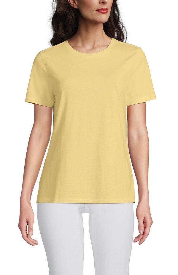 ランズエンド レディース トップス Tシャツ クルーネック コットン Lands End Relaxed Supima Cotton Crew Neck TShirt Pale Sunbeam Yellow イエロー