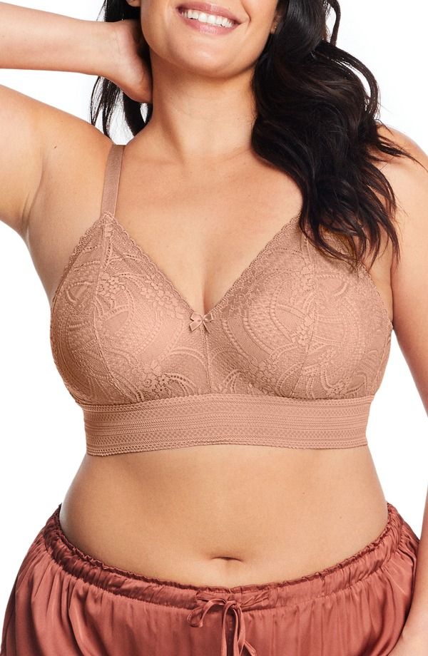 グラマライズ レディース アンダーウェア ブラジャー レース Glamorise Bramour Gramercy Luxe Lace Bralette Cappuccino