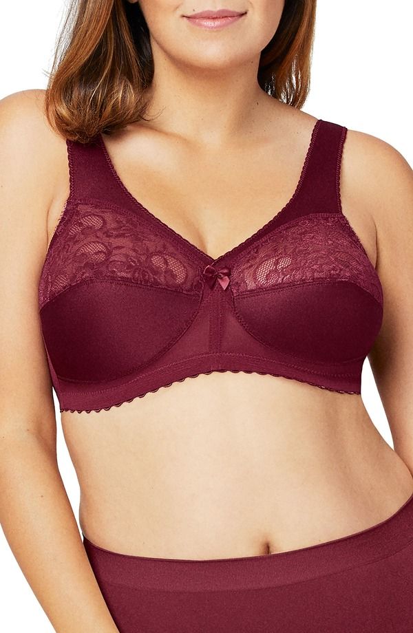 グラマライズ レディース アンダーウェア ブラジャー Glamorise MagicLift Original Support Bra Burgundy バーガンディ