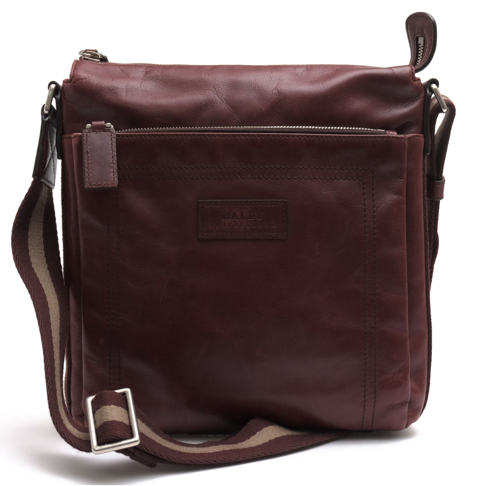 バリー／BALLY バッグ ショルダーバッグ 鞄 メンズ 男性 男性用 レザー 革 本革 レッド ブラウン 赤 茶 TUSTON-SM バリーストライプ メッセンジャーバッグ