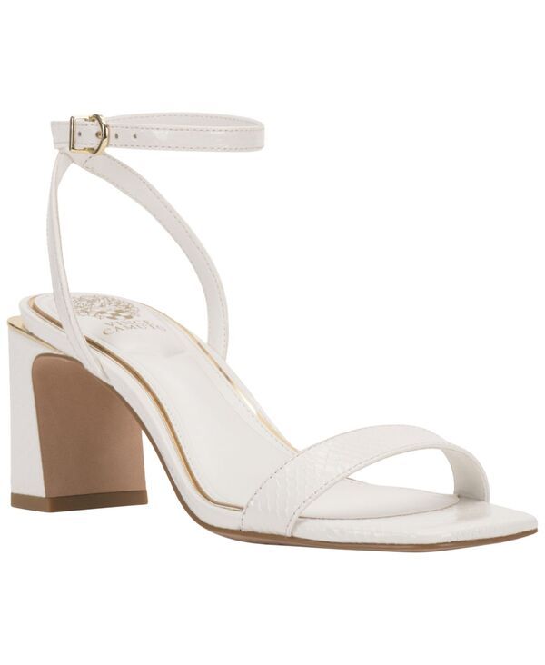 ヴィンスカムート レディース シューズ サンダル ヒール Vince Camuto Womens Hamda TwoPiece BlockHeel Dressandals Bianco Glazed Snake