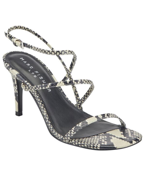 マーク・フィッシャー レディース シューズ サンダル レザー Marc Fisher LTD Womens Denzi Strappy Leather Stiletto Sandals IvoryBlack Snake Leather アイボリー