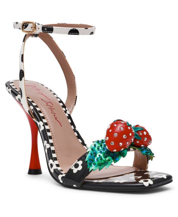 ベッツィジョンソン レディース シューズ サンダル Betsey Johnson Womens Addison Strawberry Stiletto Dressandals Black White Multi ホワイト
