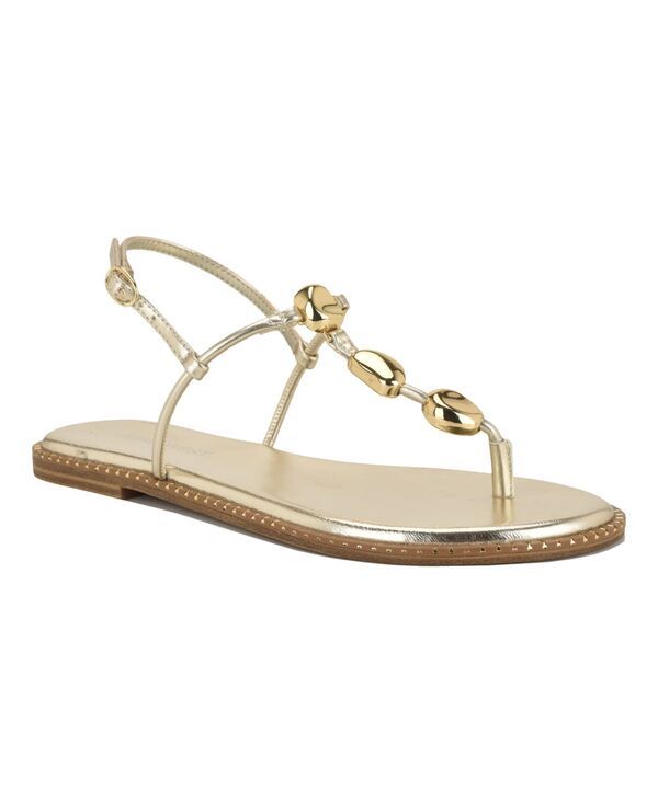 ナインウェスト レディース シューズ サンダル Nine West Womens Derika Ornamented TStrap Slingback Sandals Gold ゴールド