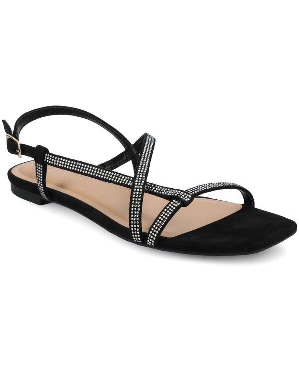 ジュルネ コレクション レディース シューズ サンダル Journee Collection Womens Francistrappy Glitter Flat Sandals Black ブラック