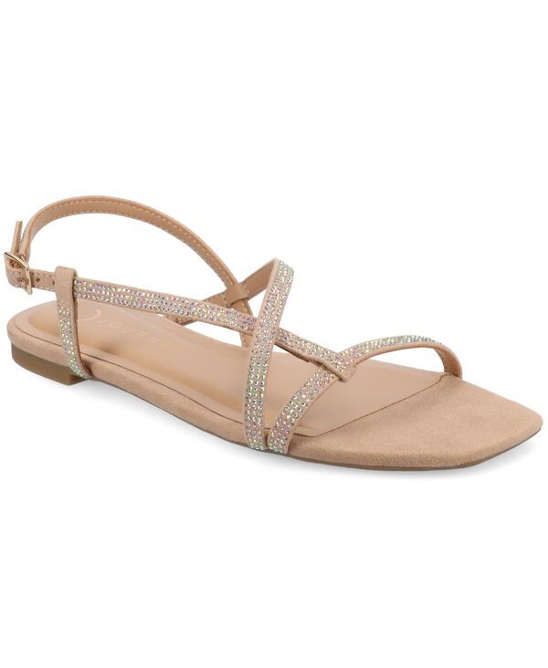 ジュルネ コレクション レディース シューズ サンダル Journee Collection Womens Francistrappy Glitter Flat Sandals Bone