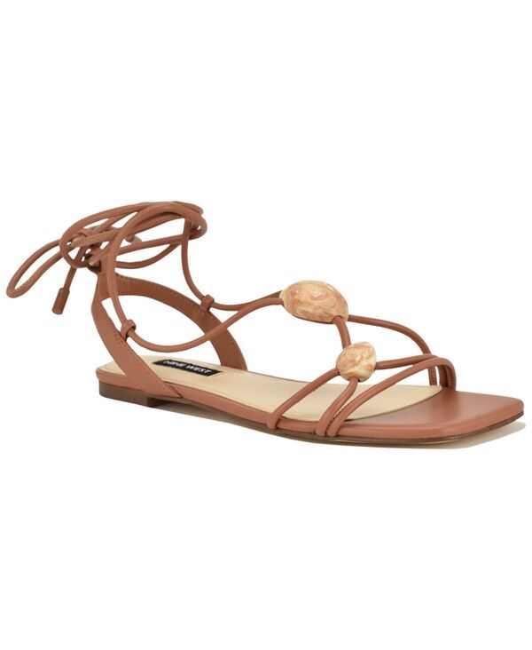ナインウェスト レディース シューズ サンダル Nine West Womens Niraa Strappy Ornamented FlatieUp Sandals Medium Brown ブラウン