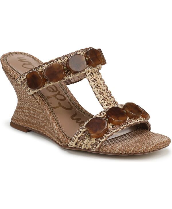 サムエデルマン レディース シューズ サンダル Sam Edelman Womens Dante Stone Slide Wedge Sandals Twany Tan Multi Faux Raffia タン