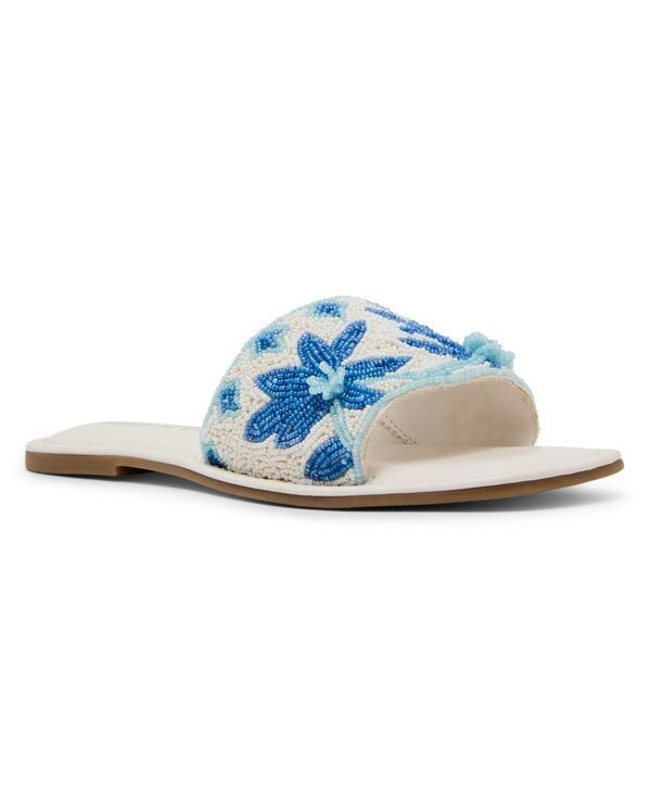 アンクライン レディース シューズ サンダル Anne Klein Womens Brianne Beaded Slide Flat Sandals White Blue ホワイト