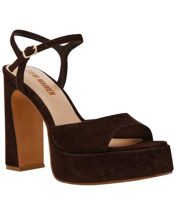 スティーブ マデン レディース シューズ サンダル プラットフォーム Steve Madden Womens Liandra Platform Dressandals Chocolate Suede チョコレート