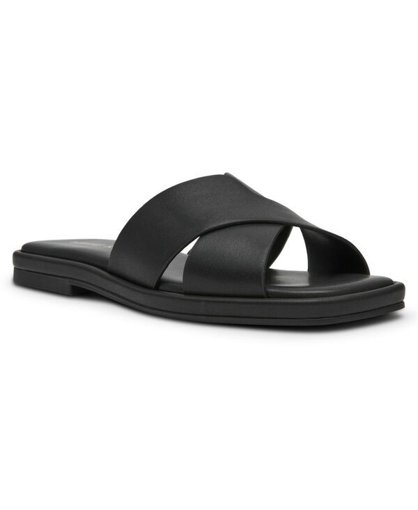 アンクライン レディース シューズ サンダル Anne Klein Womens Khloe Crossband Slide Flat Sandals Black ブラック