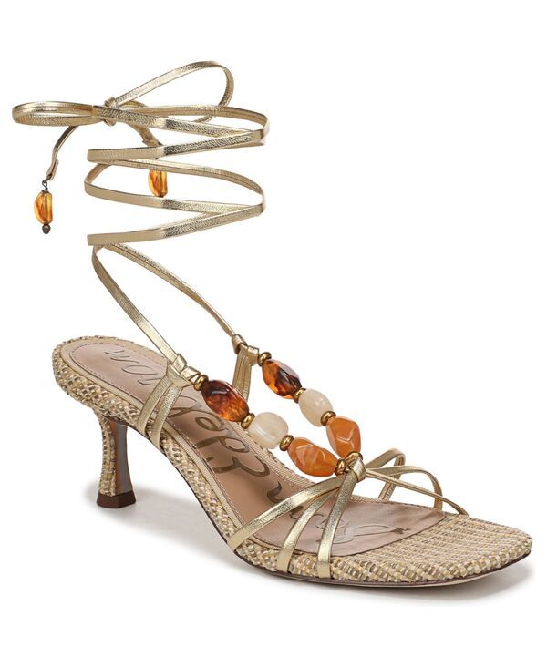 サムエデルマン レディース シューズ サンダル ヒール Sam Edelman Womens Paloma Kitten Heel Wrap Sandals Amber Gold Leather アンバー