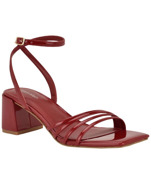 カルバンクライン レディース シューズ サンダル ヒール Calvin Klein Womens Pazey Strappy Block Heel Dressandals Dark Red Patent レッド