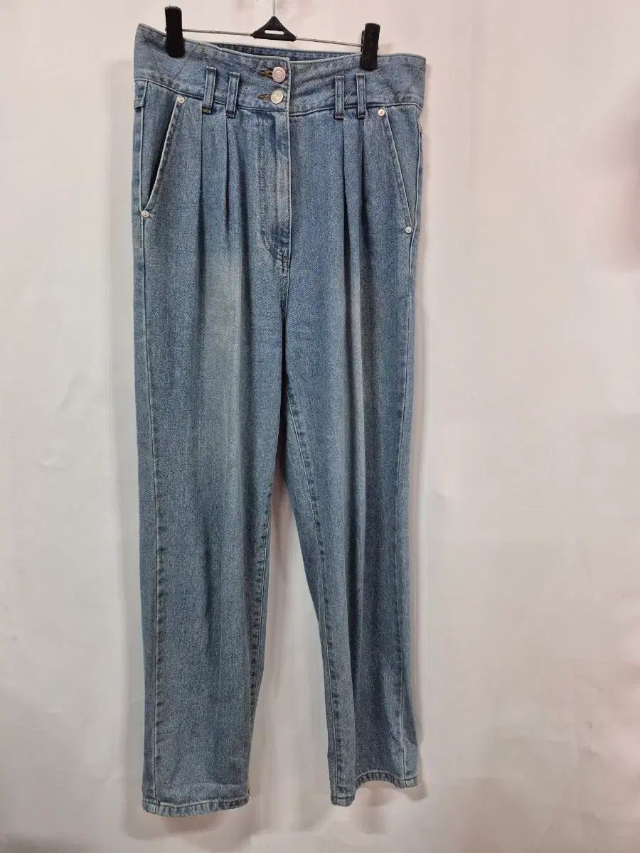 LUCKY CHOUETTE ラッキーシュエトゥ ライトブルー ピンタック ワイド デニム パンツ (30 32) 36