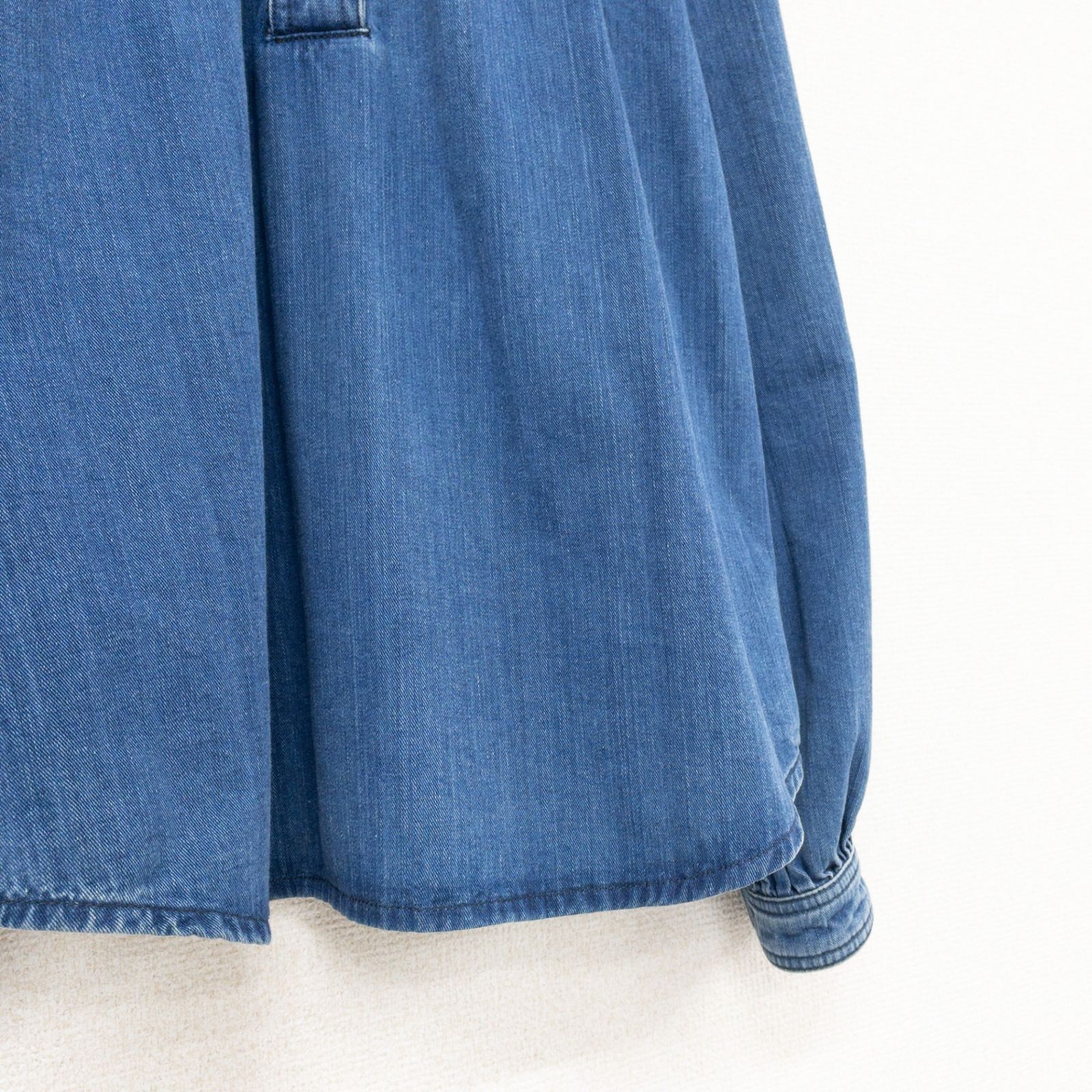 ◎Chloe クロエ ブラウス デニム プルオーバー ギャザー インディゴ 