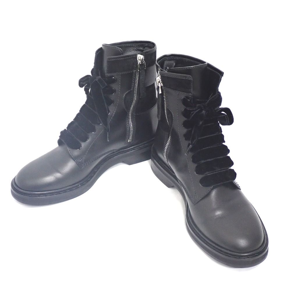 NA41571 ロジェヴィヴィエ 靴 ショートブーツ ビジュー レザー ブラック #37 1/2 レディース Roger Vivier 中古 44,880円