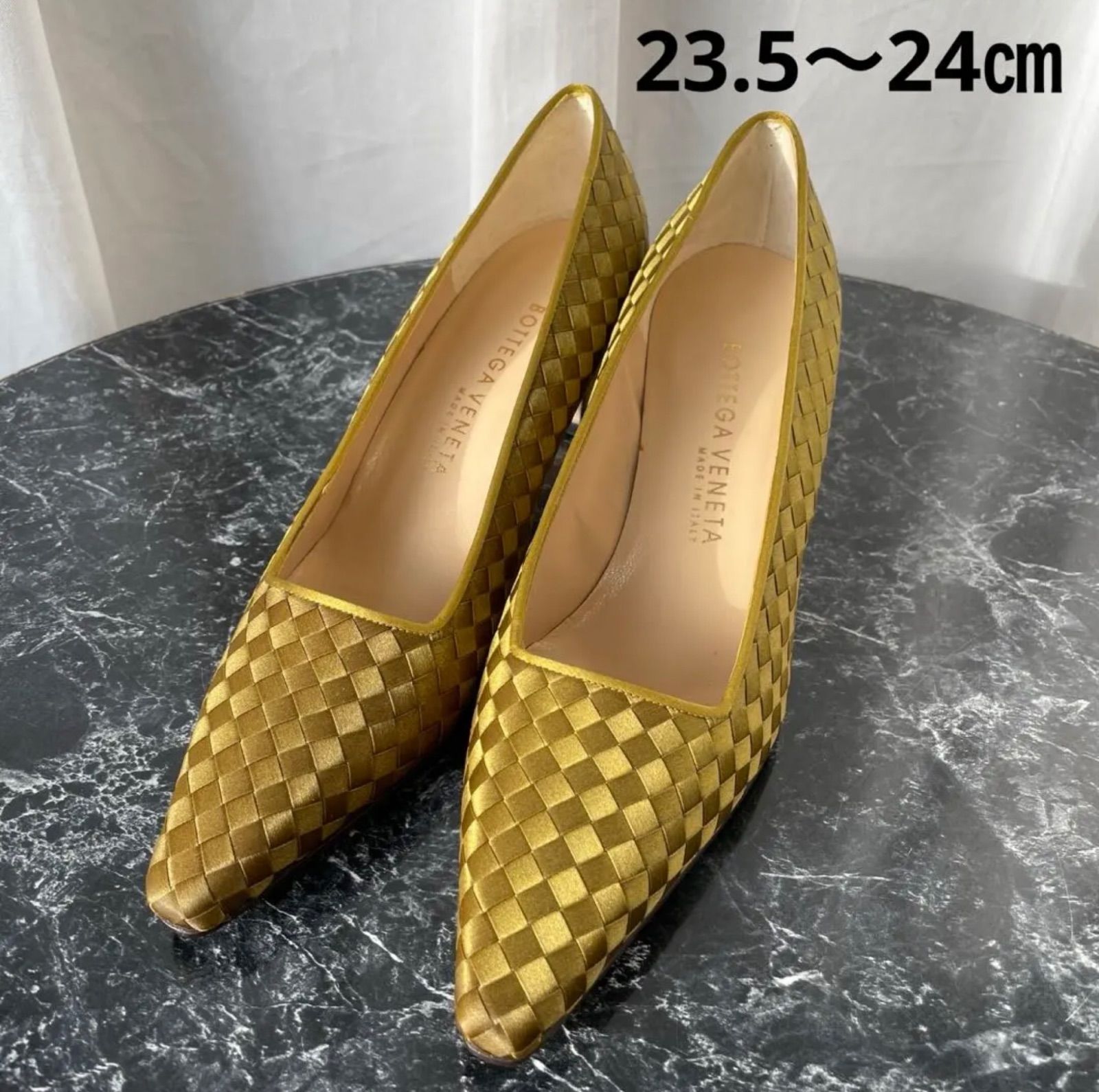 BOTTEGA VENETA ボッテガヴェネタ イントレチャート パンプス オリーブ グリーン 36 1/2