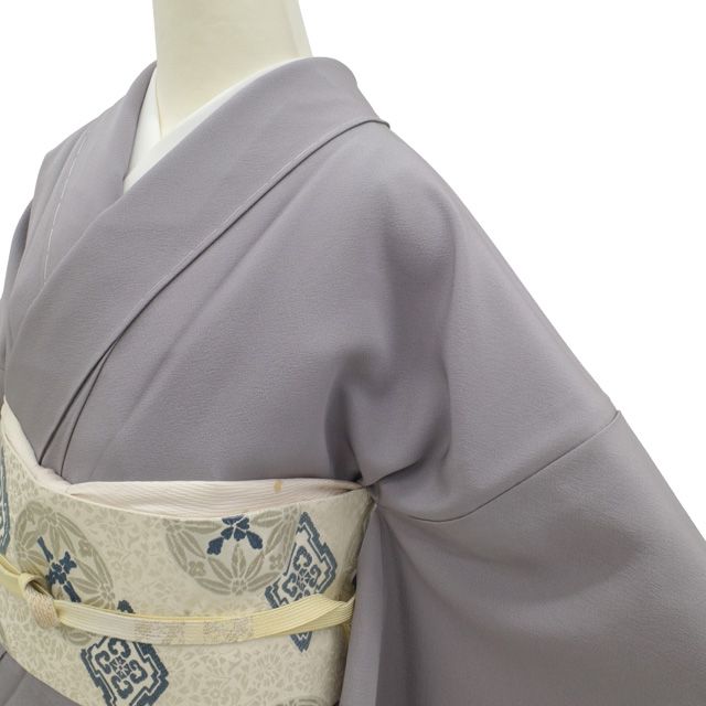 新古品】 色無地 着物 正絹 袷 加賀友禅 柿本市郎 落款あり 灰紫