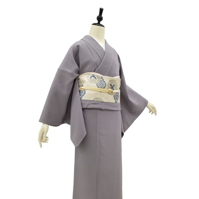 新古品】 色無地 着物 正絹 袷 加賀友禅 柿本市郎 落款あり 灰紫